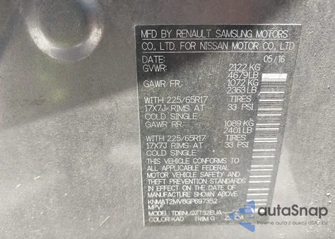 2016 Nissan Rogue Sv из США, поврежденный, VIN KNMAT2MV8GP697352